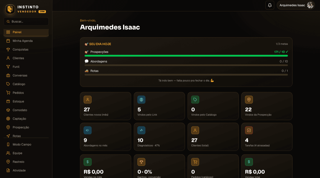 Central de comando do Instinto CRM